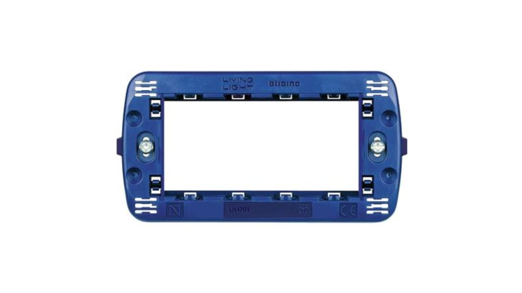 Piastra di montaggio e frontalino Bticino in Plastica, 4 moduli, col. Blu