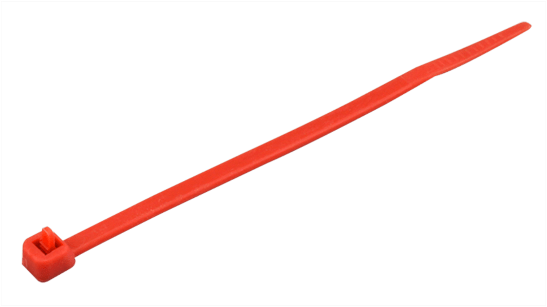 RS PRO Cable Tie, 200mm x 4.6 mm, Red Nylon, Pk-25