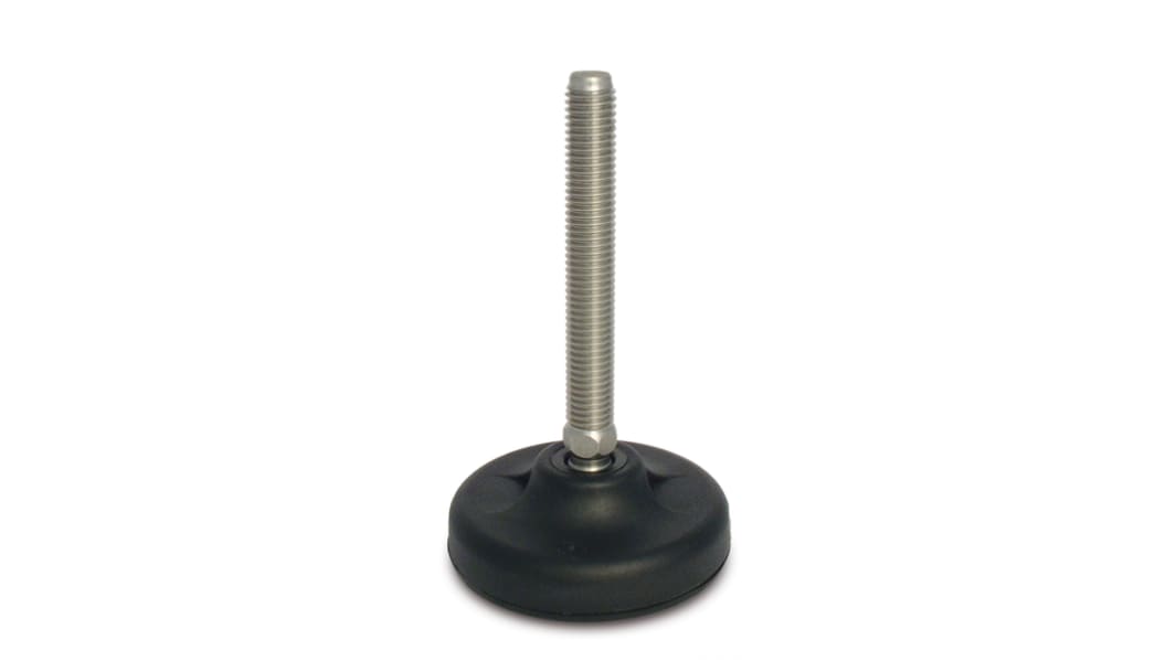 RS PRO Verstellbarer Fuß M20 bis 2500kg x 150mm, bis 30° neigbar / Polyamid Weichstahl, Ø 103mm x 201mm