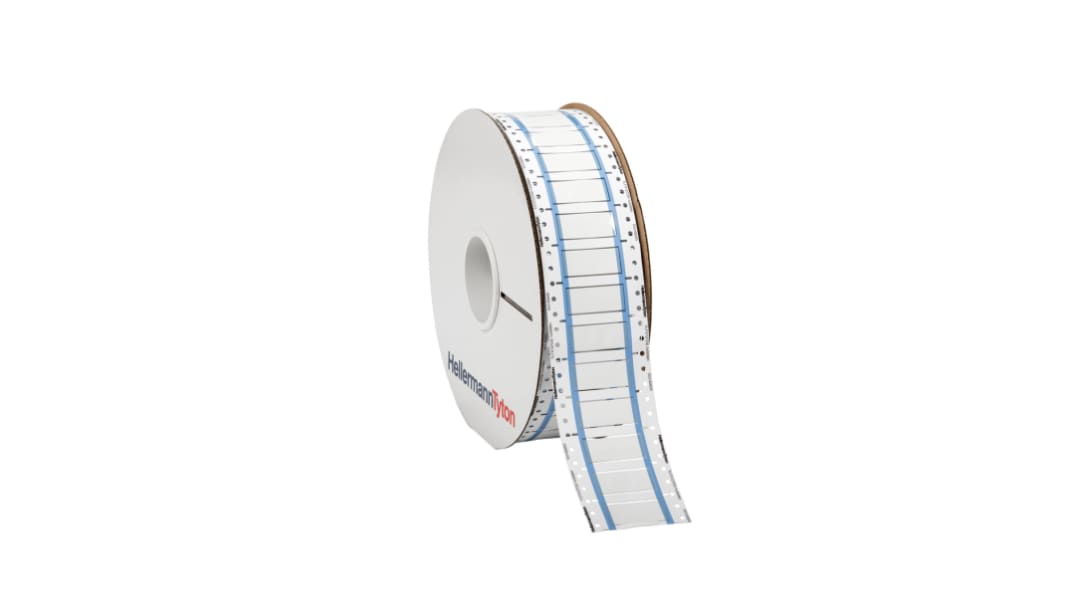 HellermannTyton TLFX DS Heat Shrink Cable Marker, White, 1.6 → 3.2mm Cable, 553-60021 TLFX32DS-2X25WH-PO-X-WH
