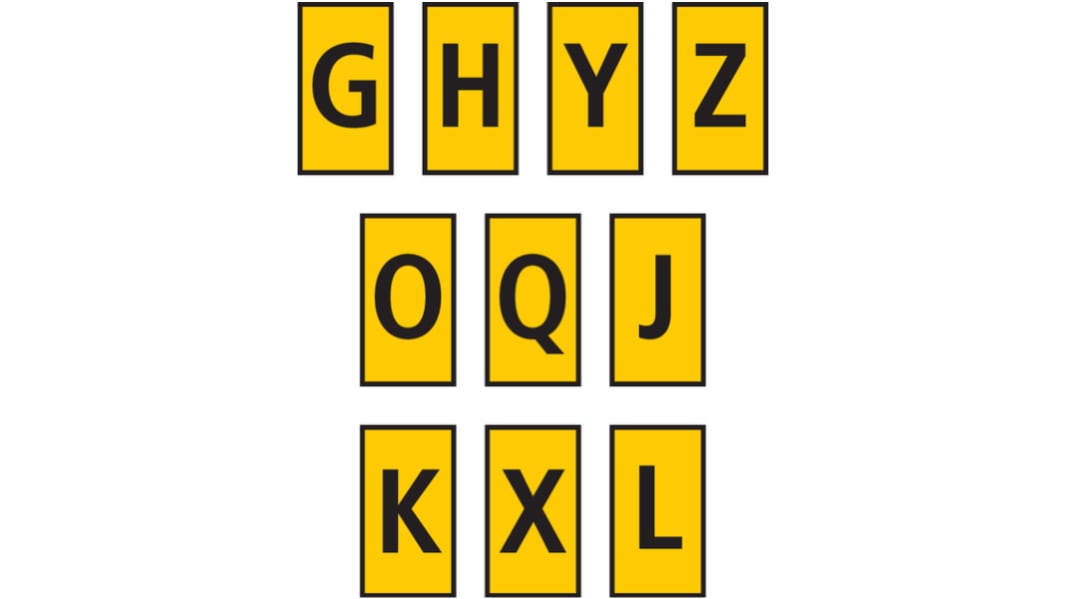 Segnacavo HellermannTyton Giallo, Ømin 2mm, Ømax 2.8mm, lunghezza 3mm Sì G, H, J, K, L, O, Q, X, Y, Z