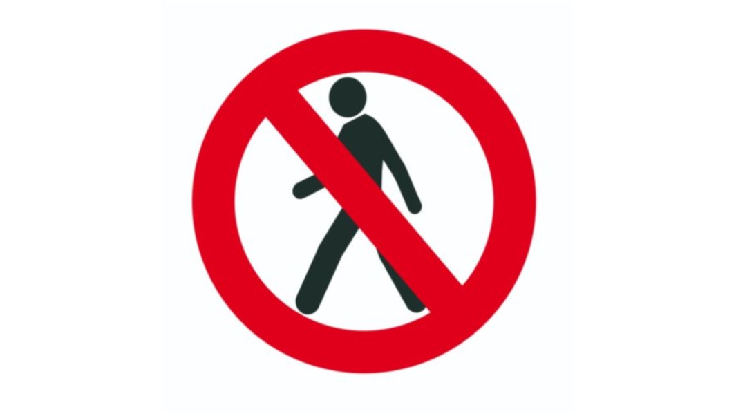 Sticker sol, avec pictogramme : Interdit aux piétons