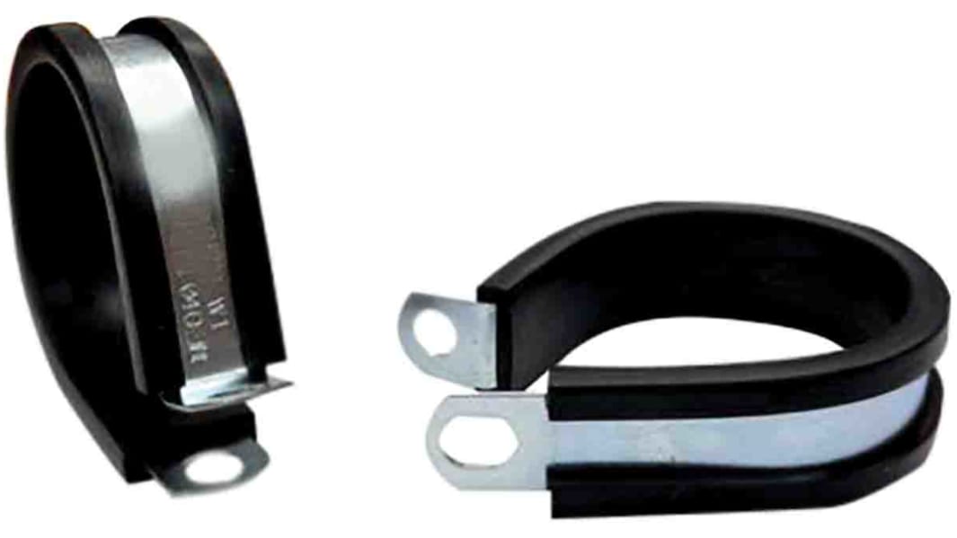 RS PRO 19mm Black, Steel P Clip