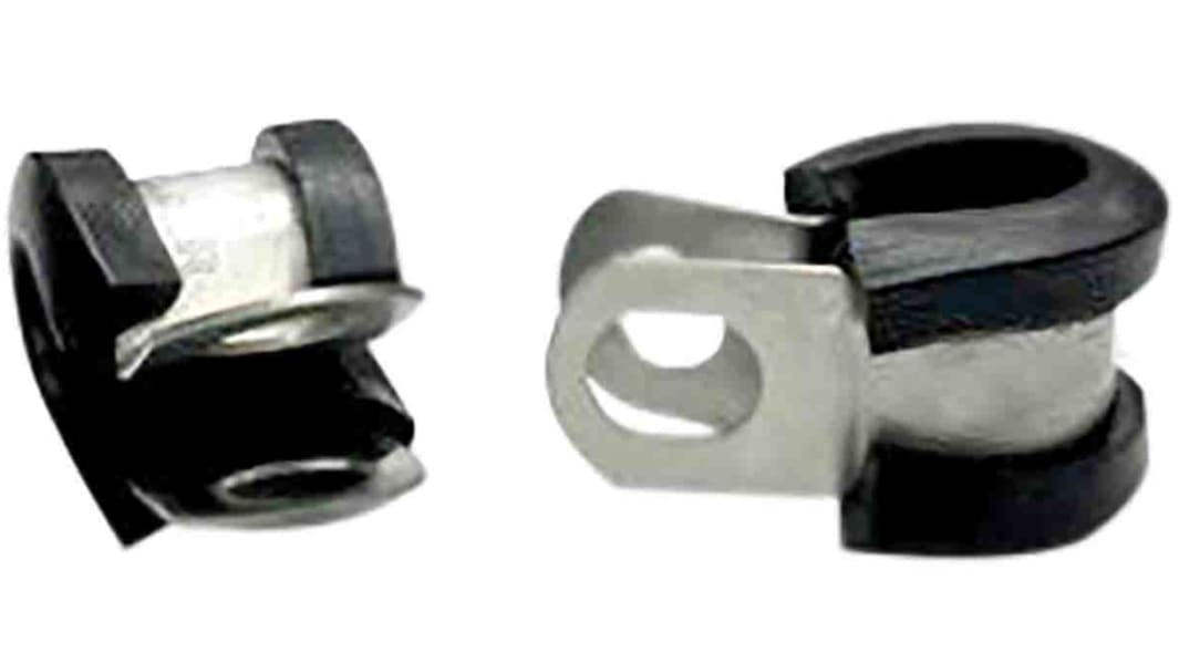Abrazadera P, 9mm, Acero Inoxidable, Negro