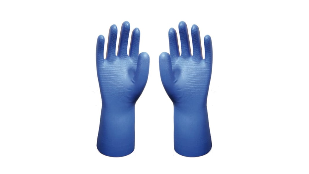Showa Showa 707D Blue Nitrile Chemical Resistant Gloves, Nitrile Coating