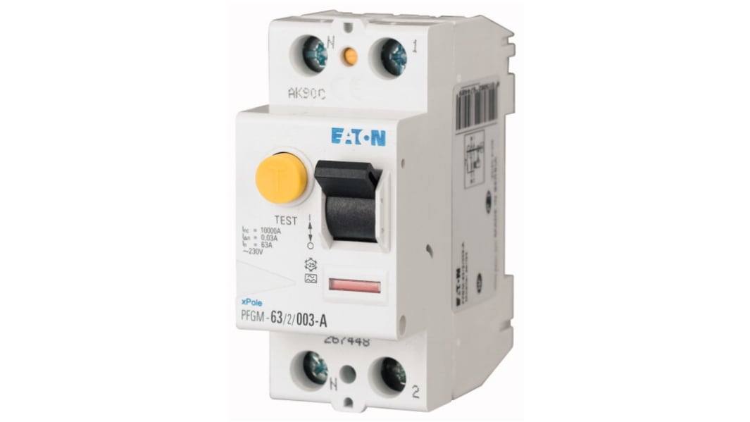 Interrupteur différentiel Eaton PFGM, 2 Pôles, 40A, 30mA, Type AC