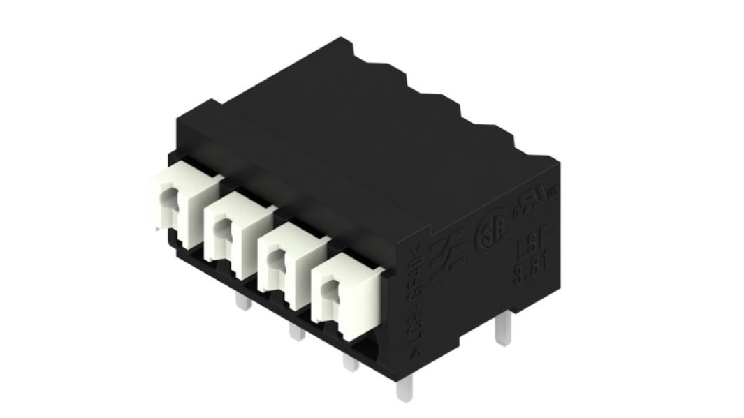 Weidmuller LSF Series PCB Terminal Block, 4-Contact, 3.81mm Pitch, Surface Mount, 1-Row, Through Hole Termination