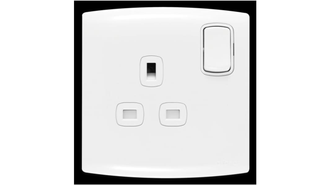 Contactum White 1 Gang Plug Socket, 2 Poles, 13A, Indoor Use