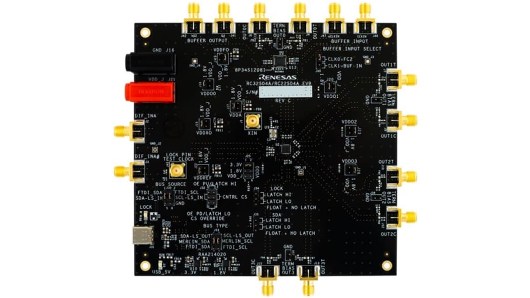 Renesas Electronics RC32504A-EVKGNA#0, FemtoClock 2 Evaluation Kit Clock Generator Evaluation Board for RC32504A for