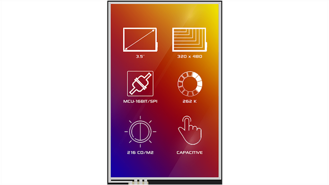 4D Systems 4DLCD-35480320-CTP-IPS TFT TFT LCD Display / Touch Screen, 3.5in, 320 x 480pixels