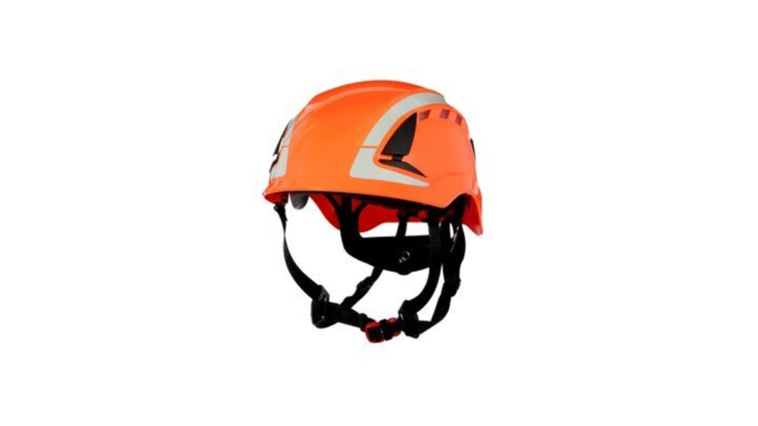 3M X5000 Orange Helmet with Chin Strap, Adjustable, Ventilated