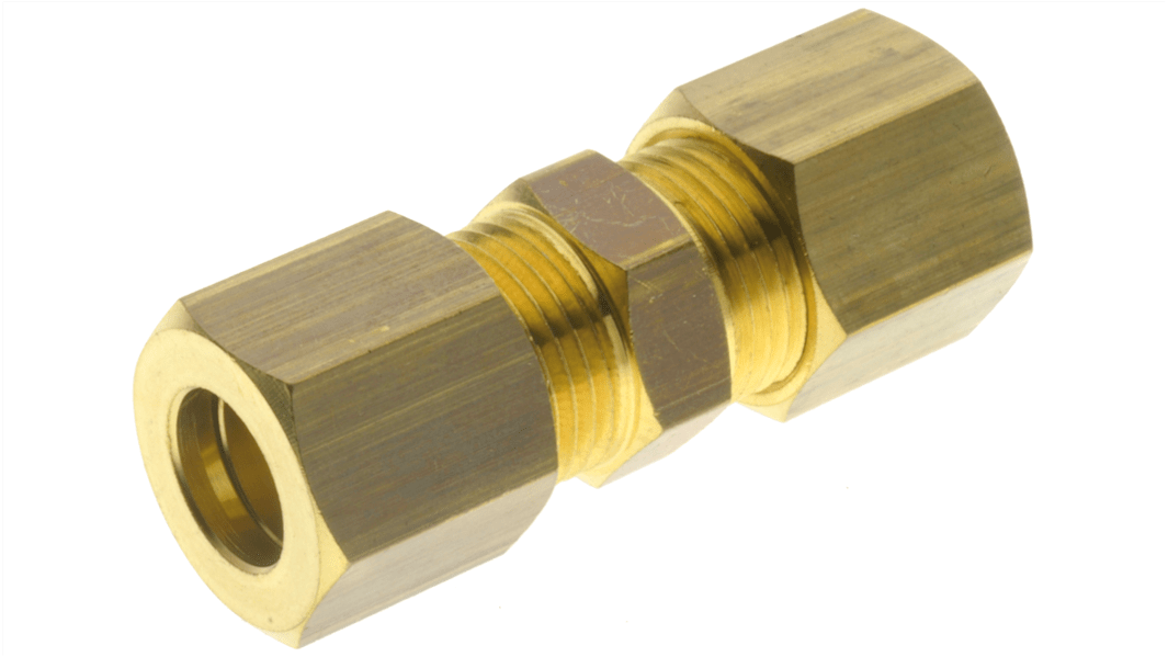 RS PRO Brass Push Fit Fitting, Straight Threaded Connector, Female Metric M14 to Female Metric M14