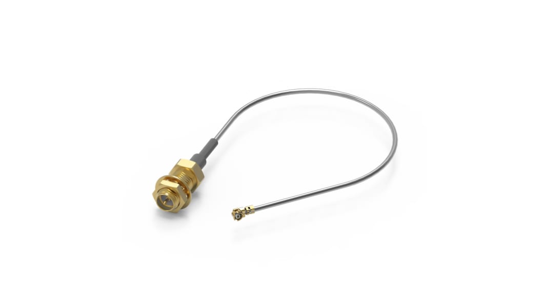 Wurth Elektronik Koaxialkabel konfektioniert, 50 Ω, 200mm, RP-SMA / UMRF, Aussen ø 1.37mm B Ausricht, abgewinkelt, Grau