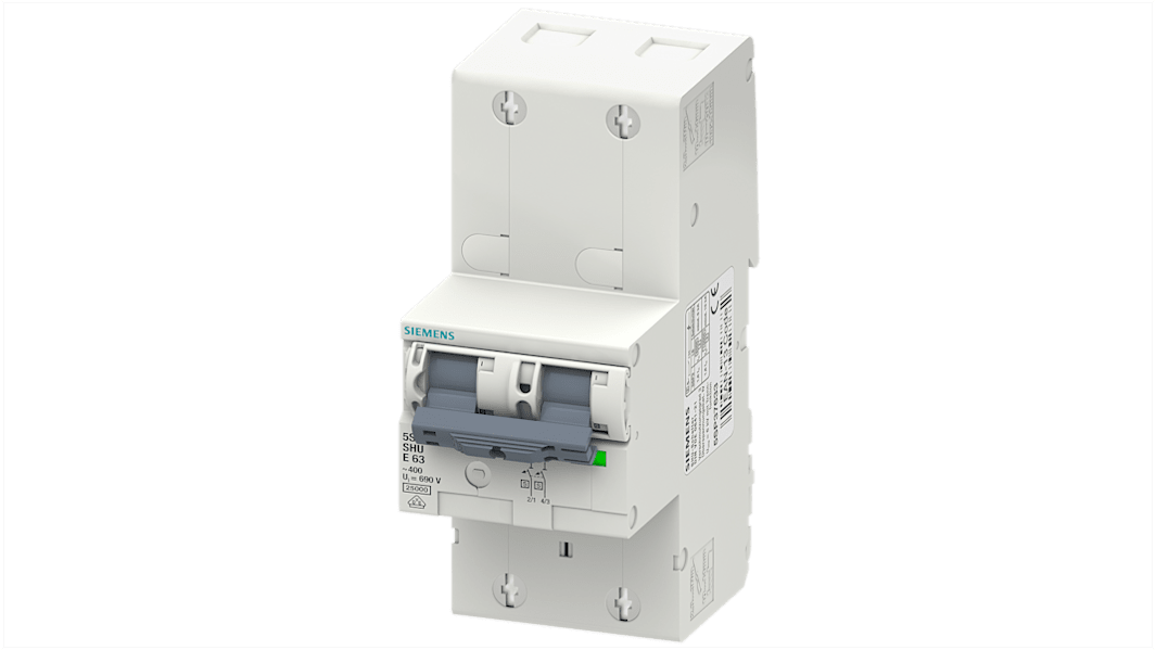 Interruptor automático 2P, 63A, Curva Tipo E 5SP3263-3, SENTRON, Montaje en Carril DIN