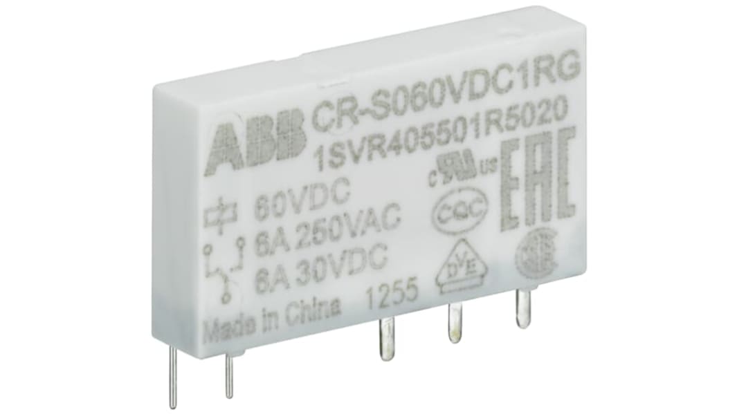 ABB CR-S Series Interface Relay, DIN Rail Mount, 24V dc Coil, SPDT, 6A Load