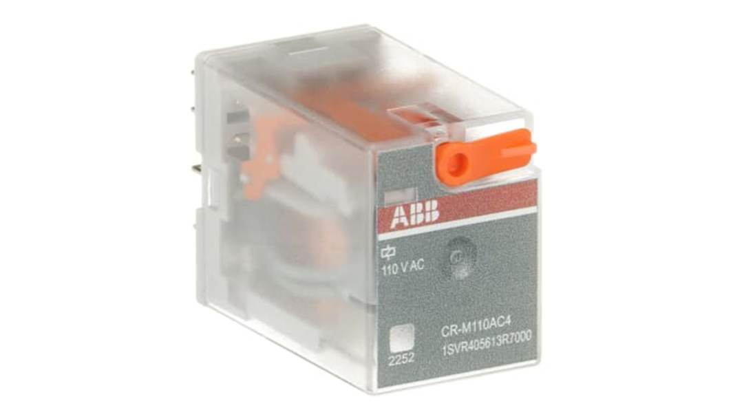 ABB CR-M Series Interface Relay, DIN Rail Mount, 110V ac Coil, 4CO (SPDT), 6A Load
