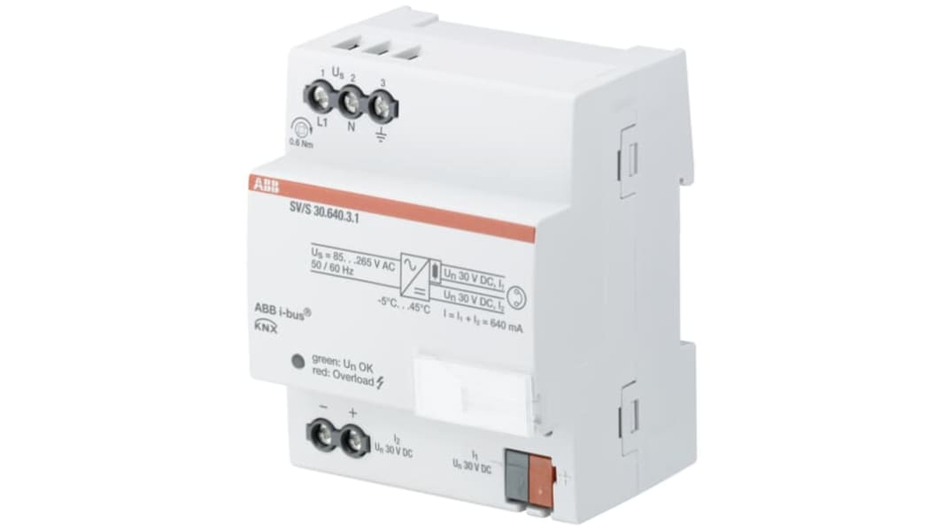ABB SV/S DIN Rail Power Supply, 100 → 240V ac ac Input, 30V dc dc Output, 640mA Output