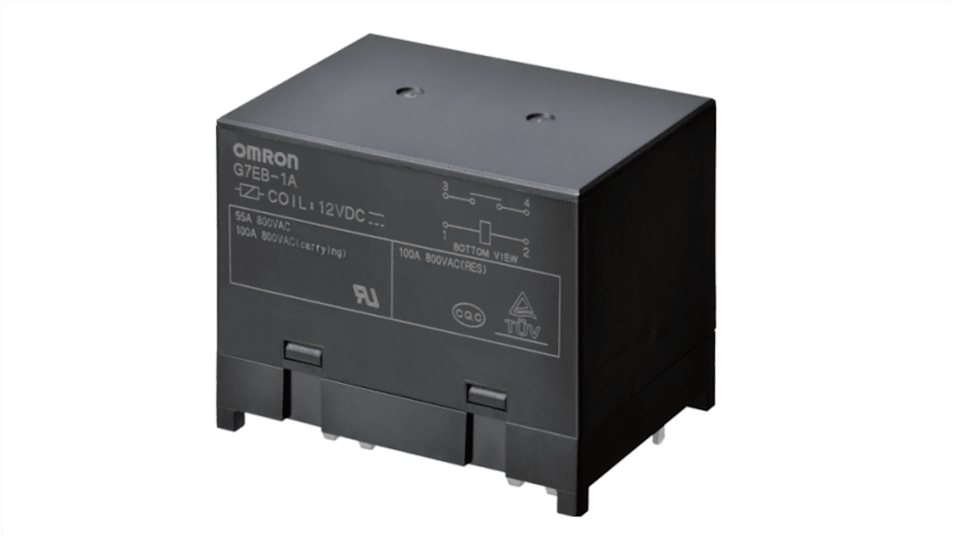 Omron PCB Mount Non-Latching Relay, 12V dc Coil, 100A Switching Current, SPST