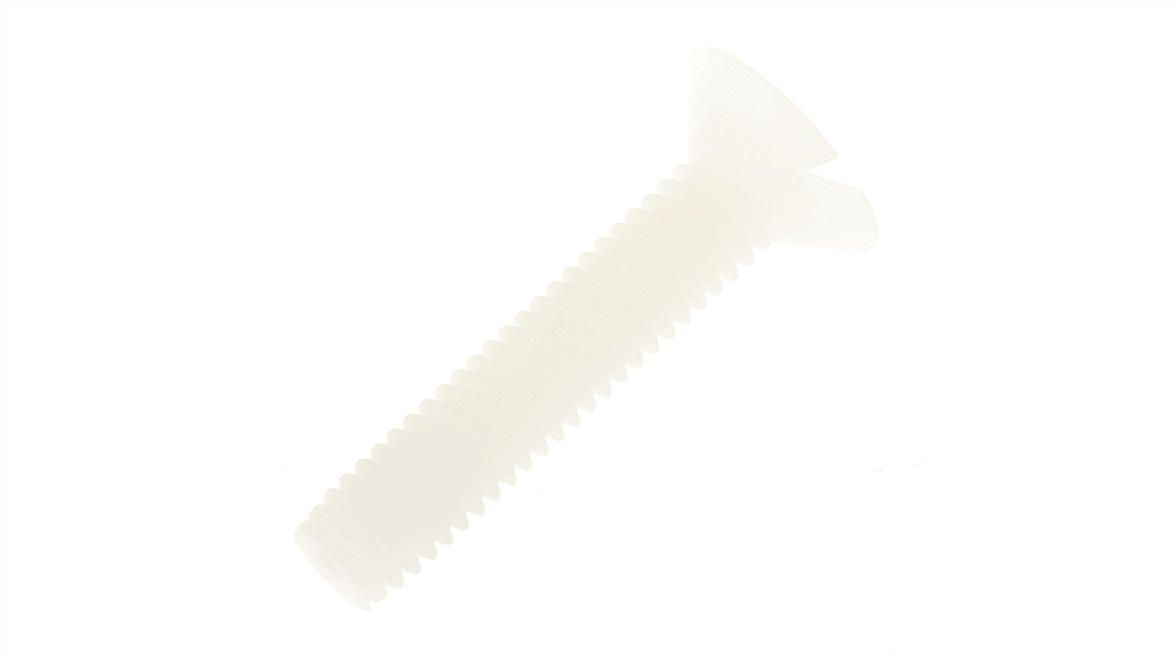 RS PRO Slot Countersunk Nylon Machine Screws DIN 963, M4x20.0mm