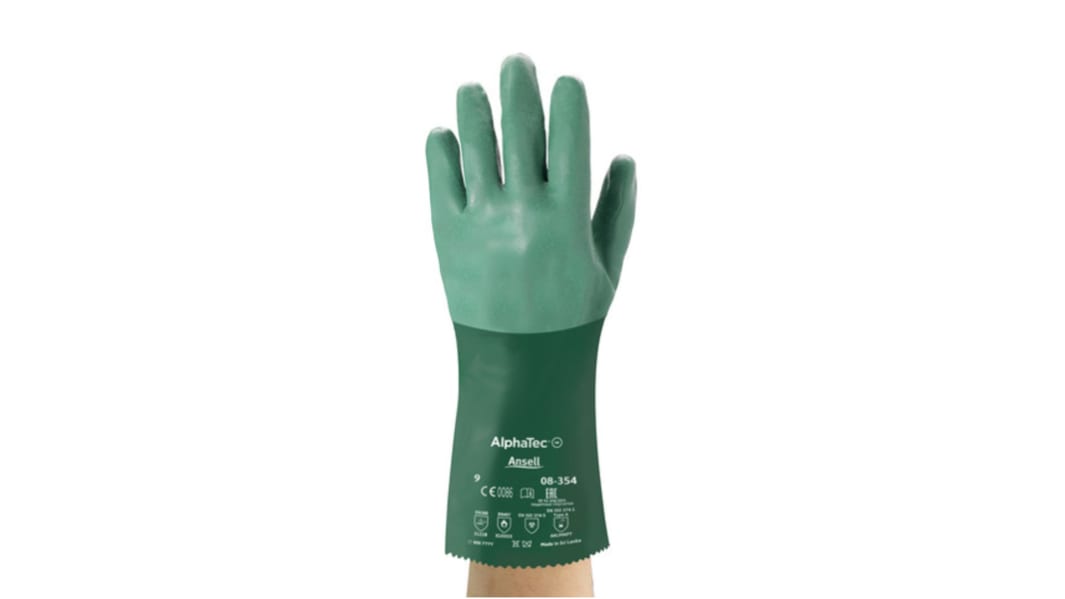 Ansell AlphaTec Arbeitshandschuhe Größe 8 Chemikalienbeständig, Wasserdicht Neopren Grün 1Paar