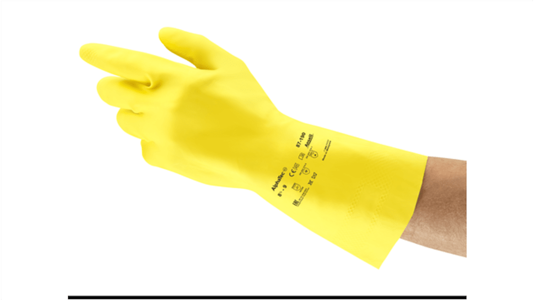 Guantes de trabajo de Látex Amarillo Ansell serie AlphaTec, talla 10, con recubrimiento de Látex, Resistente a