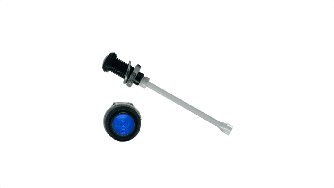 RHD-1160-F6PZB67PR Bivar, Panel Mount Vertical LED Light Pipe, Blue Round Lens