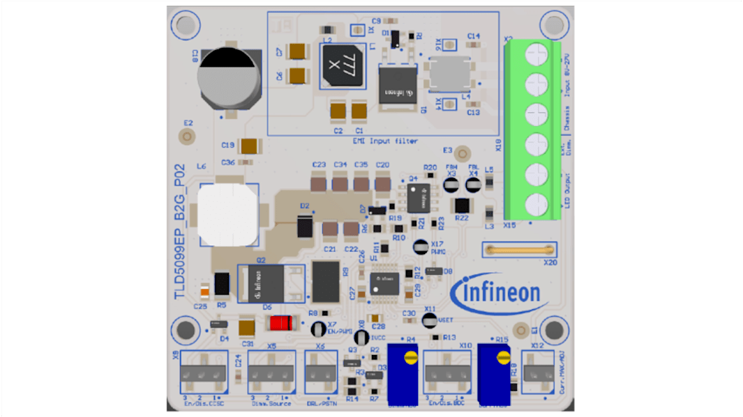 Kit de evaluación Controlador de impulso Infineon TLD5099EP-B2G EVALKIT - TLD5099EPB2GEVALKITTOBO1