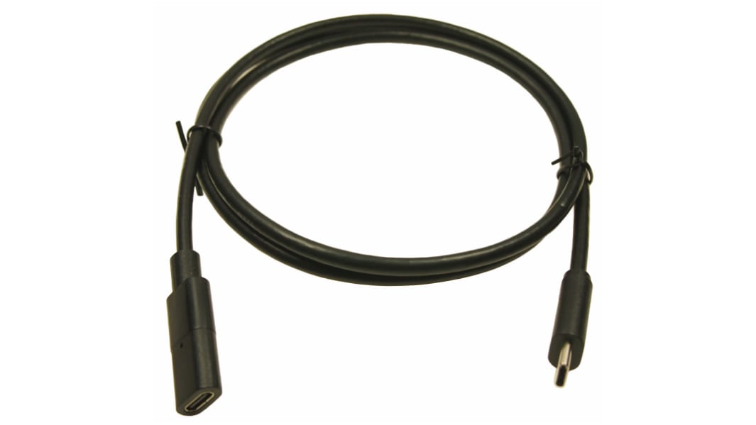RS PRO USB 3.1, Male USB C to Female USB C, 1m