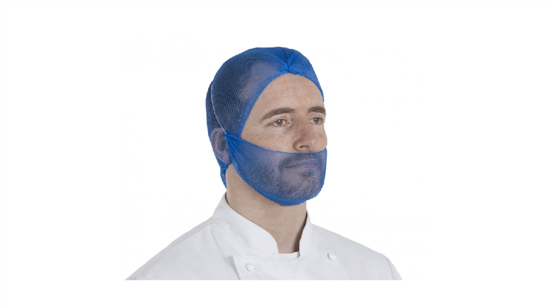 Hairtite Blue Disposable Beard Mask for Food Industry Use, X Large, Beard Mask Type, Non-Metal Detectable