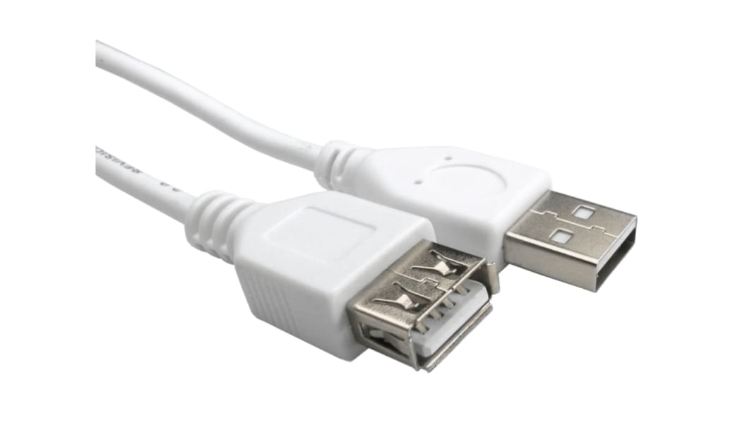 RS PRO USB 2.0, Male USB A to Female USB A, 120mm