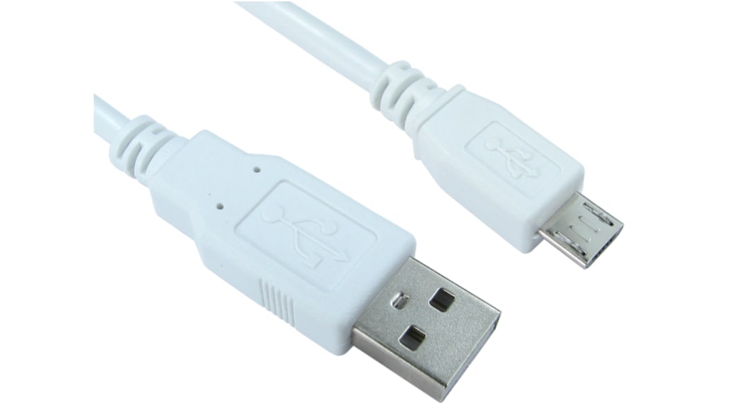RS PRO USB 2.0, Male USB A to Male Micro USB B, 5m