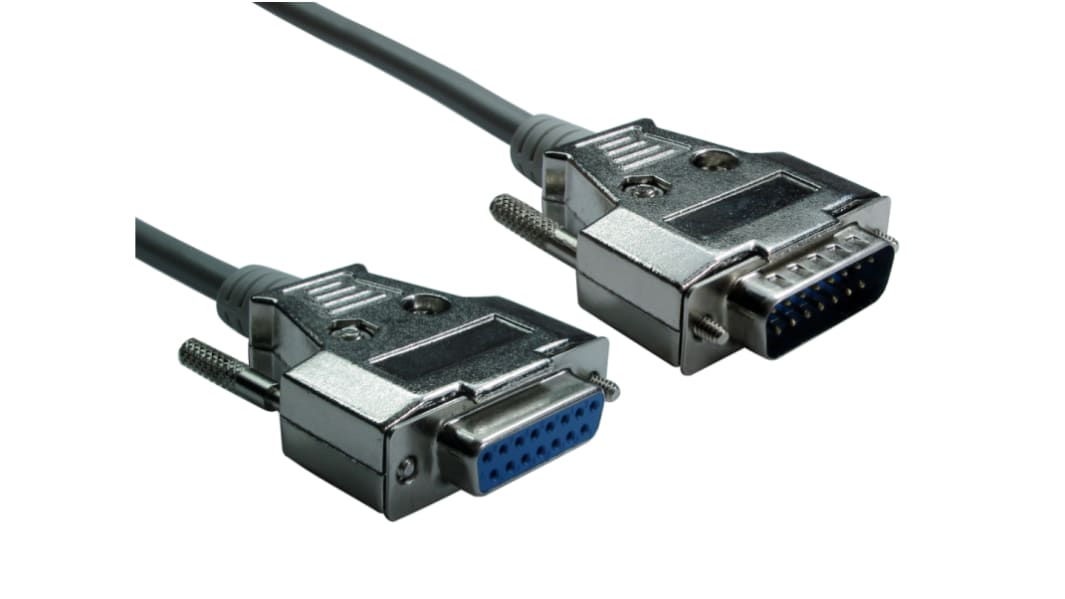 RS PRO Male 15 Pin D-sub to Female 15 Pin D-sub Serial Cable, 6m