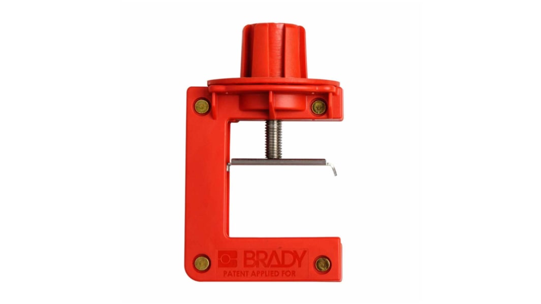 Brady Red 4-Lock Nylon Butterfly Valve Lockout, 7.14mm Shackle, 60.7mm Attachment