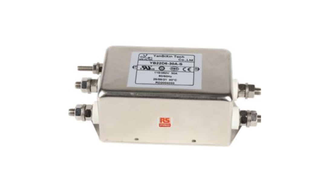 RS PRO EMV-Filter, 250 V ac, 30A, Gehäusemontage, 1-phasig