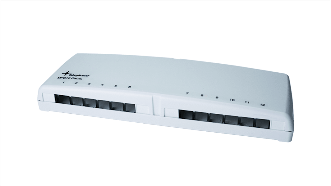 Panneau de connexion RJ Telegartner 12 ports Cat5e, Cat6, Cat6a série Telegartner Data