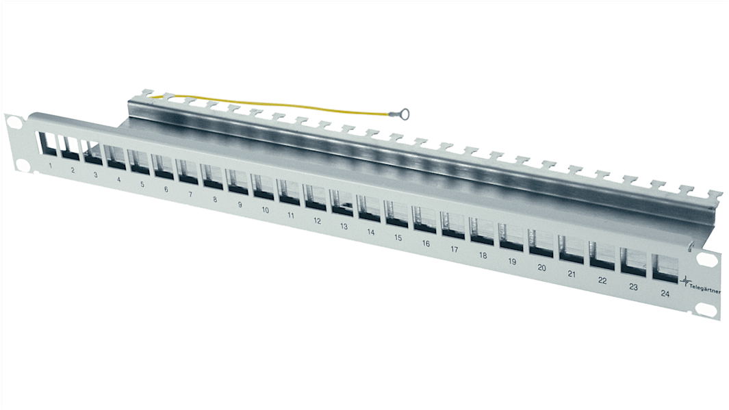 Telegartner Telegartner Data Series Cat5e, Cat6, Cat6a 24 Port RJ45 RJ Patch Panel Shielded, Unshielded 1U Grey
