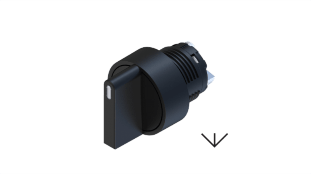 RS PRO Wählschalterkopf Schwarz 3-Positionen 22.5mm Kurzer Hebel Dauerschaltung
