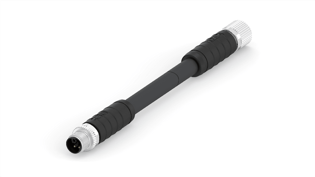 TE Connectivity Straight Male 5 way M12 to Straight Female 5 way M12 Sensor Actuator Cable, 5m
