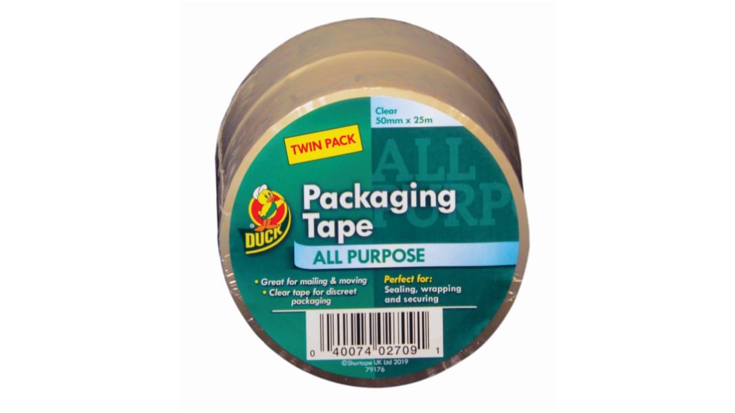 DUCK TAPE 224529 Paketband, PP, Klar, Stärke 0.06mm, 50mm x 25m