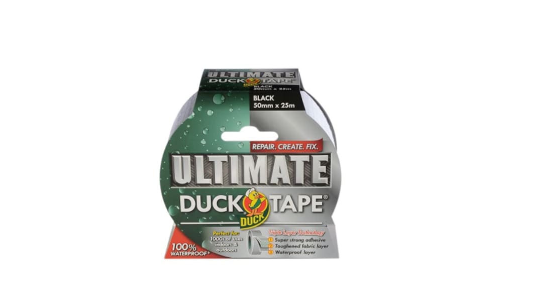 DUCK TAPE Duck Tape 232152 Duct Tape, 25m x 50mm, Black, Gloss Finish