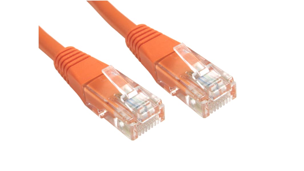 RS PRO, 0.5m Cat6, Orange RJ45 to Male RJ45 Male, U/UTP Unshielded, Terminated PVC Sheath