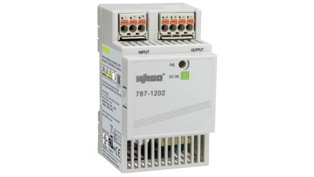 WAGO 787 Switched Mode DIN Rail Power Supply, 230V ac, dc Input, 24V dc dc Output, 1.3A Output, 31.2W