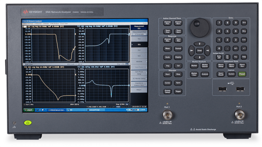 Keysight + Vektor-Netzwerkanalysator Tischgehäuse 0.0001 → 14GHz 2-Ports BNC-Buchse