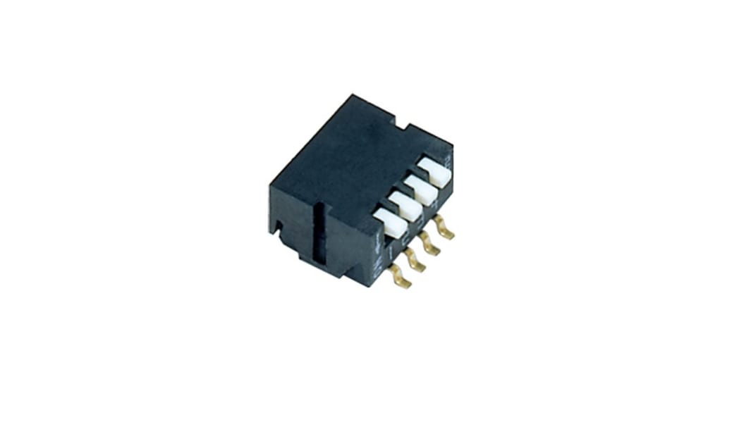 NIDEC COPAL ELECTRONICS GMBH 4 Way PCB Piano Dip Switch 4PST, Piano Actuator