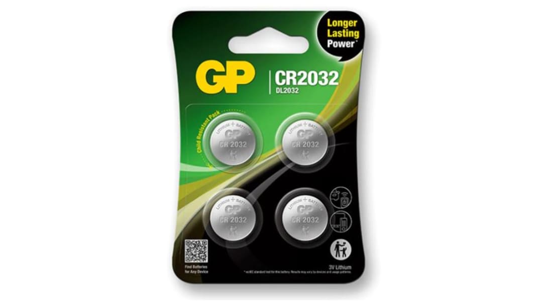 Pile bouton CR2032 Gp Batteries, 3V, 20mm