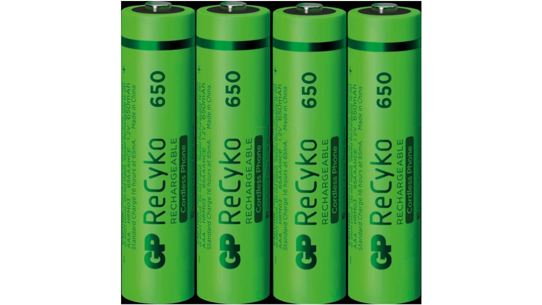 Batteria ricaricabile NiMH AAA Gp Batteries, 1.2V, 650mAh, NiMH, terminale Piatta