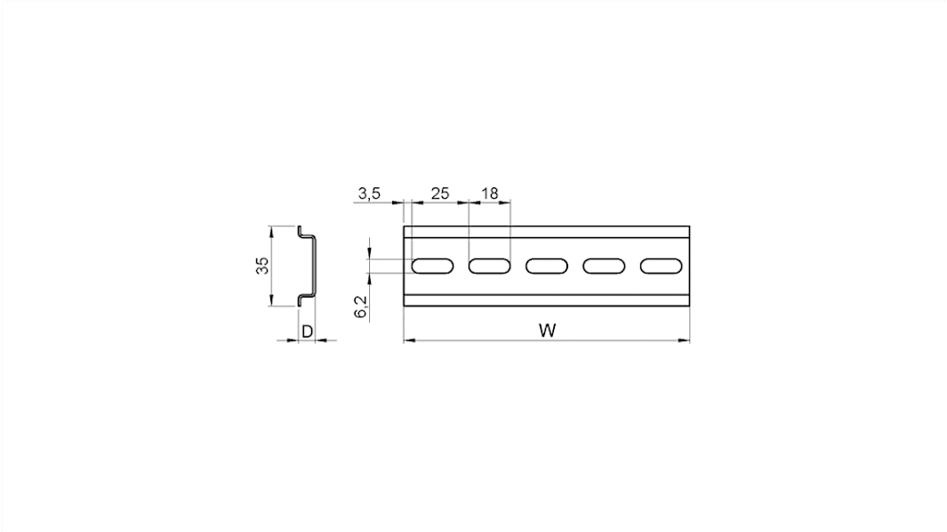 nVent SCHROFF DINレール 375mm x 15mm x 35mm ,20118-875