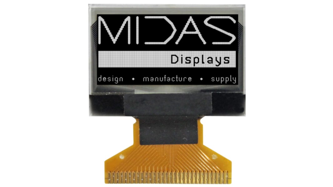 Midas 0.96in White Passive matrix OLED Display 128 x 64pixels COB I2C, Parallel, SPI Interface