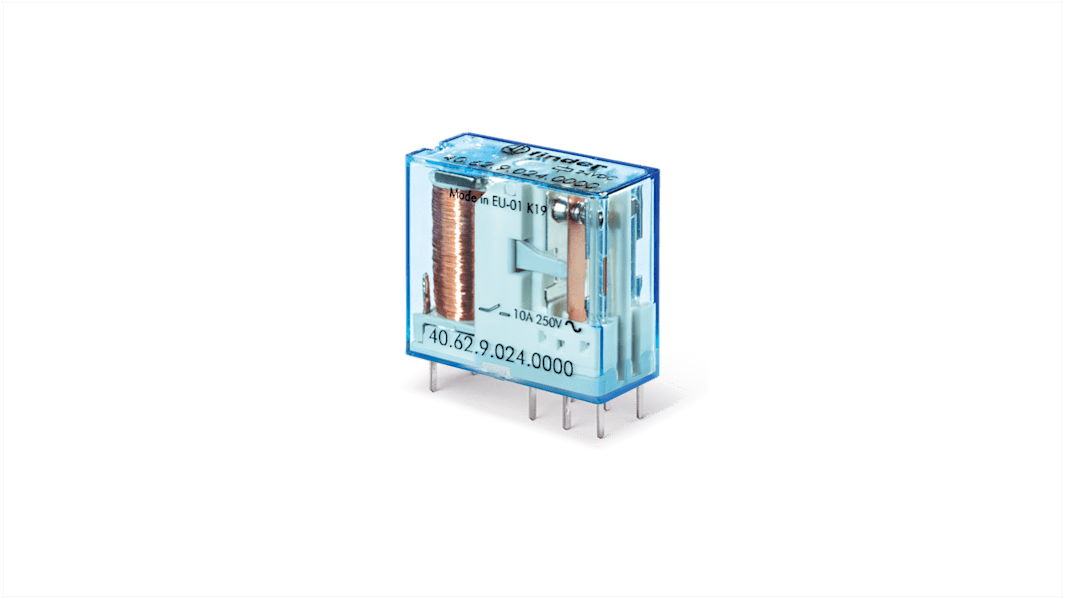 Finder PCB Mount Relay, 24V dc Coil, 10A Switching Current, DPDT