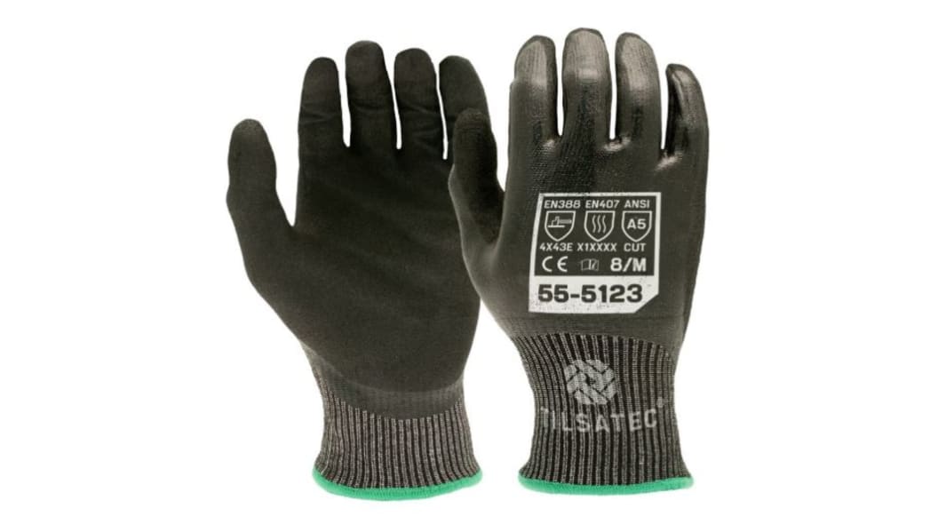 Tilsatec 作業用手袋, サイズ：11, HPPE、 PET, ポリアミド、 スパンデックス, スチール, 黒、グレー, 55-5123-11